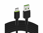 Green Cell Cable Ray USB-A - USB-C Green LED 200cm with support for Ultra Charge QC3.0 fast charging