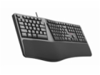 C-TECH Klávesnice KB-113E USB, ERGO,  černá, CZ/SK