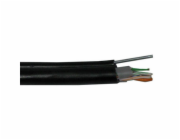 FTP kabel PlanetElite s nosným lankem, Cat5E, drát, venkovní PE+PVC, Fca, černý, 305m