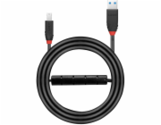 Lindy USB 3.2 Gen 1 aktivní kabel Slim, USB-A samec na USB-B samec (černý, 10 metrů)