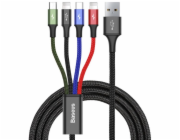 Baseus rychlý nabíjecí/datový kabel 4v1 2* Lightning + USB-C + microUSB 3,5A 1,2m, černá