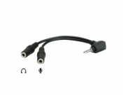 Redukce Roline 4pólový jack3,5(M) -> 2x jack 3,5(F), 15cm kabel