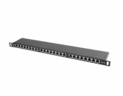 LANBERG PATCH PANEL 24 PORTŮ 0,5U 19" CAT.5E FTP STÍNĚNÝ ČERNÝ