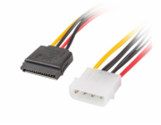 LANBERG Molex (M) 4 PIN na 2x SATA (F) 15 PIN kabel 30cm 