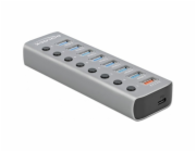 Delock USB 3.2 Gen 1 Hub mit 7 Ports + 1 Schnellladeport + 1 USB-C PD 3.0 Port , USB-Hub 63264