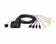 Aten CS-22H ATEN 2-Port USB 4K HDMI Cable KVM Switch with Remote Port Selector