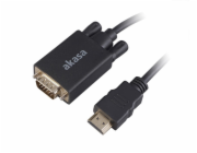 AKASA kabel HDMI na VGA, pozlacené konektory, 2m
