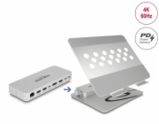 Delock Držák tabletů a laptopů s integrovanou dokovací stanicí 4K - HDMI / DisplayPort / LAN / Hub / HDR / PD