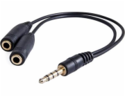 Kabel Jack 3,5mm - Jack 3,5mm x2 0,2m černý