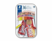 Pastelky Staedtler Hexagonal, 36 barev, kovové balení