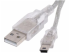 Logo kabelu USB USB-A - miniUSB 0,6 m průhledný (31184)