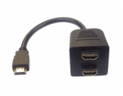 PremiumCord kphdma-6 Digitus kabel HDMI Y-rozbočovač, HDMI TypeA - 2x HDMI Typ A, 0,2m, CU, AWG30, stíněný, M / F, UL, pozlacený, černý
