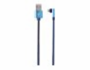 Gembird kábel nabíjací Lightning 8-pin (M) 90° na USB 2.0 (M), opletený, 1 m, modrý