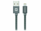 Data kabel SWISSTEN Textile Lightning 1,2 m, šedá