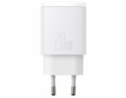 Baseus kompaktní rychlonabíjecí adaptér USB-A + Type-C 20W EU, bílá