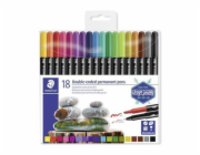STAEDTLER Permanentní popisovače "Twin-tip", 18 barev, 0,4/2,0 mm, oboustranné 3187 TB18