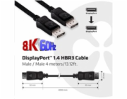 Club3D Kabel certifikovaný DisplayPort 1.4 HBR3, 8K60Hz (M/M), černé koncovky, 4m, 24 AWG