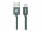 Data kabel SWISSTEN Textile USB-C 1,2 m, šedá