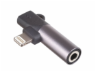 Akyga adaptér Lightning/Lightning/Jack 3.5mm/ABS/cerná