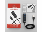 AXAGON HUE-M1AL, 4x USB 3.2 Gen 1 MINI hub, kovový, kabel USB-A 1.2m