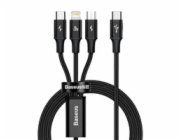 Baseus Rapid Series nabíjecí/datový kabel 3v1 USB-C/ (microUSB + Lightning  PD 20W + USB-C) 1.5m černá