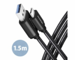 AXAGON BUCM3-AM15AB, SPEED kabel USB-C <-> USB-A, 1.5m, USB 3.2 Gen 1, 3A, ALU, oplet, černý
