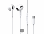 Baseus sluchátka Baseus Encok C17 kabelová sluchátka do uší s mikrofonem USB typu C bílá (NGCR010002)
