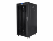Stálá instalační racková skříň 19 palců 27u 800x1000 černé skleněné dveře LCD (ploché balení)