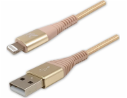 USB USB kabel USB kabel (2.0), USB A M - Apple Lightning C89 M, 1M, MFI Certifikát, 5V/2.4A, Zlato, Logo, Box, Nylon Braid, hliníkový kryt