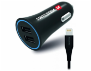 Swissten cl adaptér 2,4a power 2x usb + kabel lightning