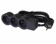 LEGRAND Revolution prodlužovací přívod 3x2P+T, kabel 3m, černo-šedá