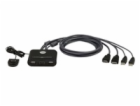 ATEN 2-port mini HDMI KVM USB, integrované kabely, tlačít...
