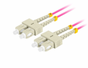 LANBERG optický patch cord MM SC/UPC-SC/UPC duplex 1m LSZH OM4 50/125 průměr 3mm, barva magenta  