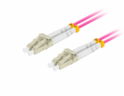 LANBERG optický patch cord MM LC/UPC-LC/UPC duplex 10m LSZH OM4 50/125 průměr 3mm, barva magenta
