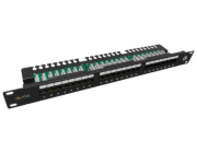 Solarix Patch panel 24x RJ-45 Cat5e UTP s vyvazovací lištou 1U SX24L-5E-UTP-BK-N