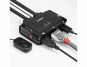 Lindy 2portový kabel KVM přepínač, HDMI 4K60, USB 2.0 a audio (černý)