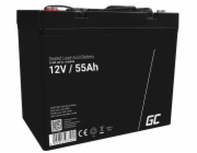 Green Cell AGM VRLA 12V 55Ah maintenance-free battery for mower, scooter, boat, wheelchair