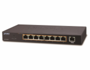 Planet PoE switch 1Gbps, 9xTP, 8xPoE 802.3at 30W/120W, fanless