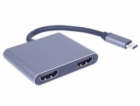 PremiumCord MST adapter USB-C na 2x HDMI, USB3.0, PD, roz...