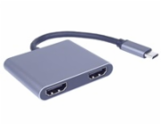 PremiumCord MST adapter USB-C na 2x HDMI, USB3.0, PD, rozlišení 4K a FULL HD 1080p