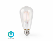 NEDIS Wi-Fi chytrá LED žárovka s vláknem/ E27/ ST64/ 5W/ 230V/ 500lm/ 2700K/ teplá bílá/ stmívatelná/ čirá