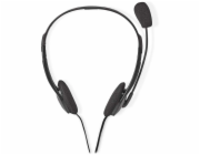 NEDIS headset CHST100BK/ drátová sluchátka + mikrofon/ 2x 3,5 mm jack/ kabel 2 m/ černý