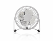 Ventilátor Nedis FNDK1WT10 stolní USB 10 cm, 2,5W, kovový, bílá