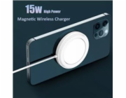 1stCOOL bezdrátová QI nabíječka 15W, přenosná, magnetická, MagSafe kompatibilní, bílá