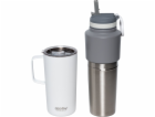 Asobu Twin Pack Bottle with Mug white, 0.9 L + 0.6 L