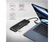 AXAGON HUE-F7C, 7x USB 3.2 Gen 1 ALU FLAT CHARGING hub, micro USB napájecí konektor, kabel USB-C 30cm
