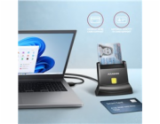 AXAGON CRE-SM4N, USB-A StandReader čtečka kontaktních karet Smart card (eObčanka), kabel 1.3m