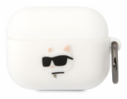 Karl Lagerfeld Pouzdro Karl Lagerfeld KLAPRUNCHH kryt Apple AirPods Pro bílá/bílá Silikonová hlava Choupette 3D