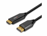 Lindy adaptérový kabel - DisplayPort samec na HDMI samec - 3 m - stíněný - černý - kulatý, podporuje 8K 60 Hz (7680 x 4320)