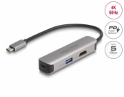 Delock Adaptér USB Type-C na HDMI 4K, 60 Hz, s PD USB Typu-A a USB Type-C Data + PD 92 W